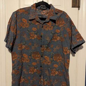 Men's Atlanl Short Sleeve Button Up Floral Pattern Cotton Shirt